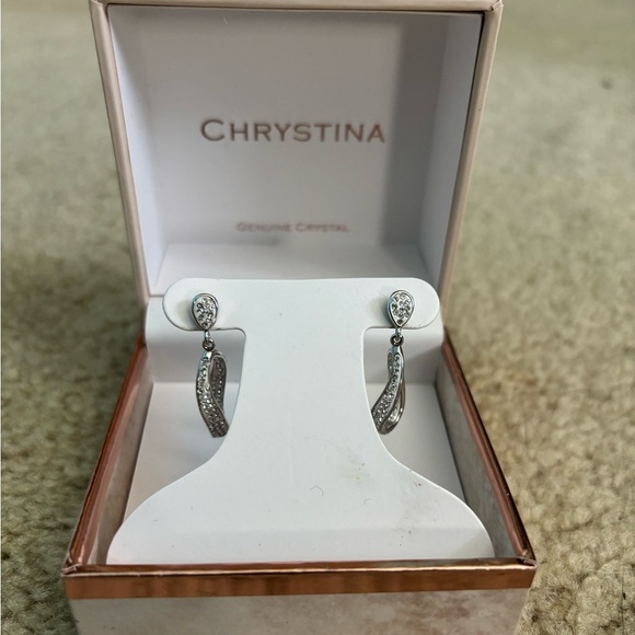 Chrystina Jewelry - Silver Crystal Earrings
